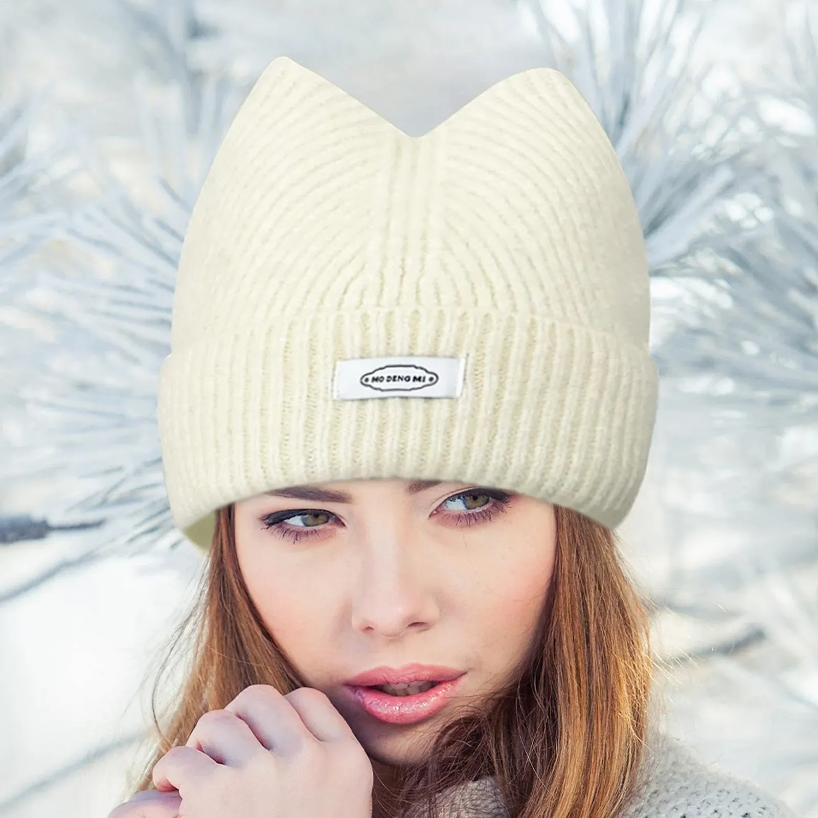 В'язана шапка з котячими вушками Тепла та вітрозахисна зимова, фото №2