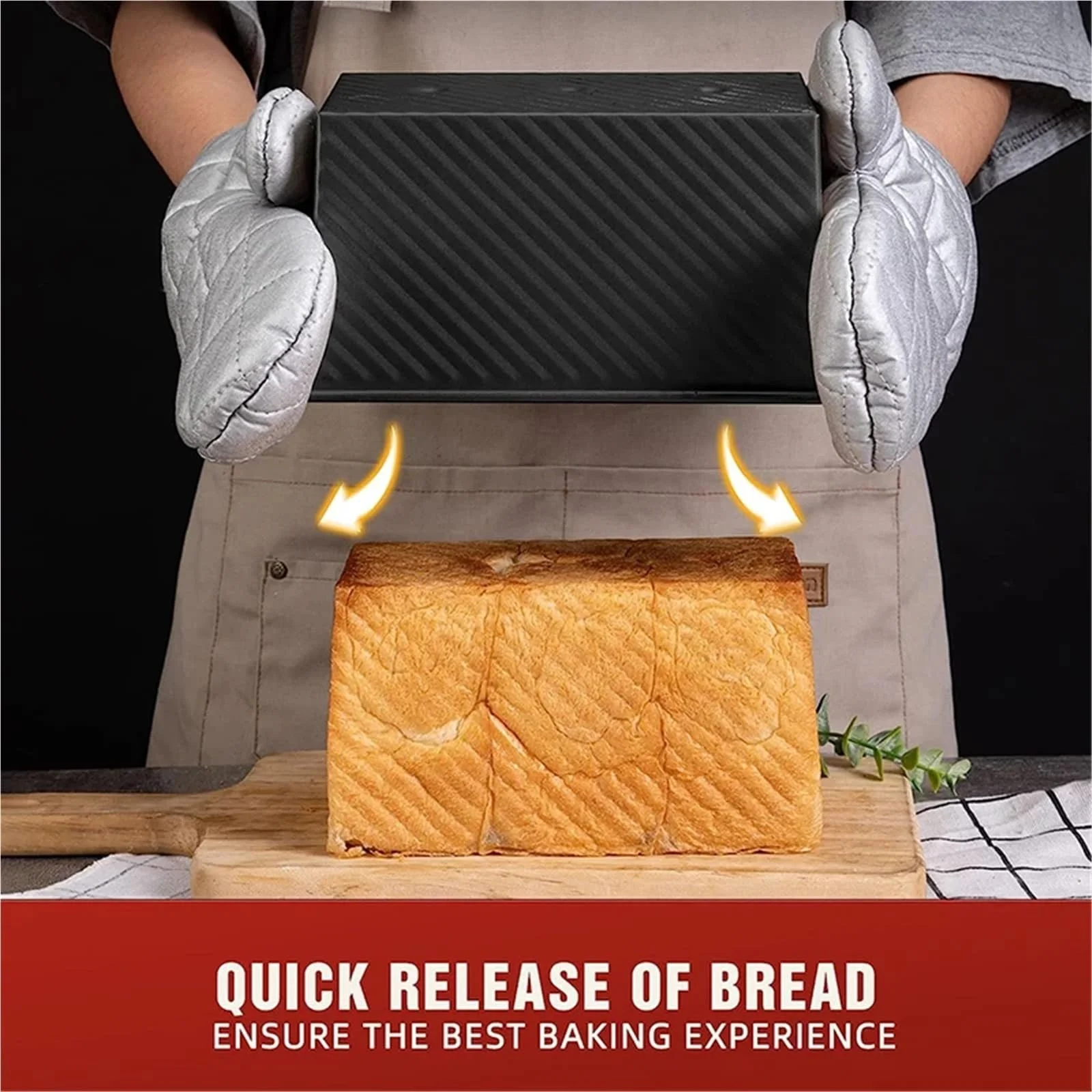 Форма для випікання хліба 0,5 кг з вуглецевої сталі з кришкою золотиста, фото №7