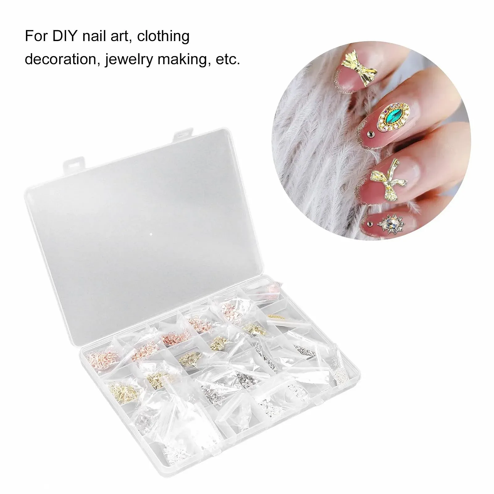 Стразы для ногтей Кристалл Набор 24 ячейки, фото №3