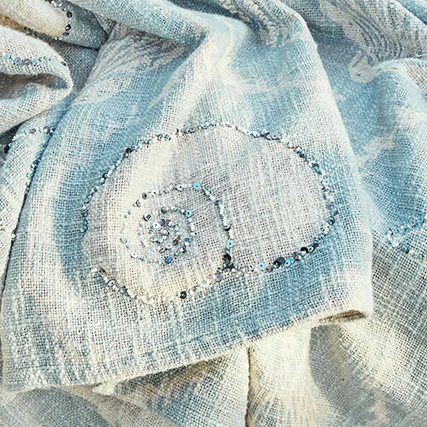 Покривало Loberon Calerand Морські мотиви Білий/Синій, фото №3