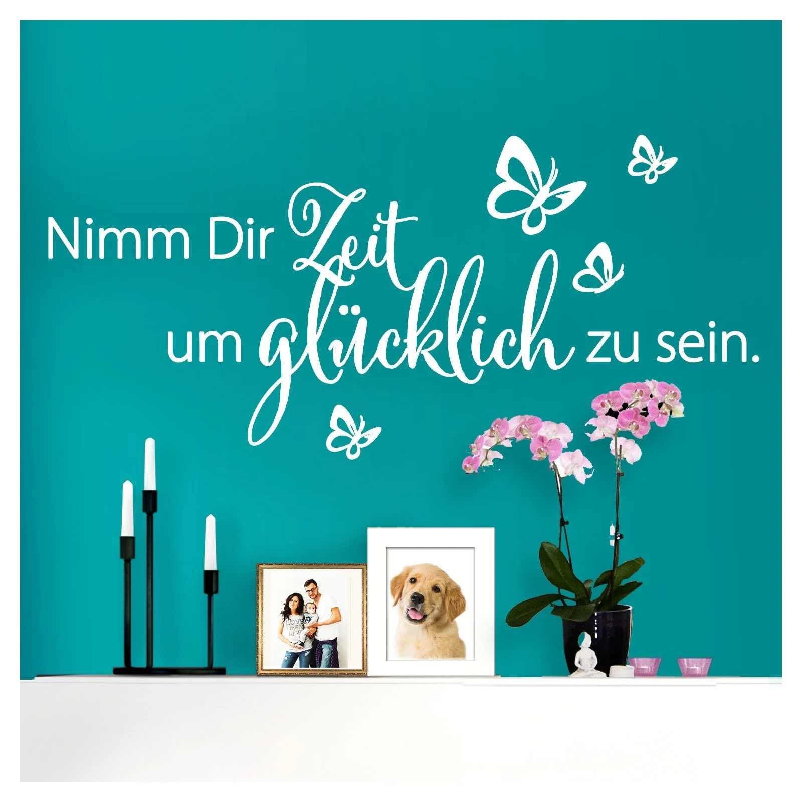 Наклейка на стіну W3462 Nimm Dir Zeit 80 x 36 см Біла з метеликами, фото №1