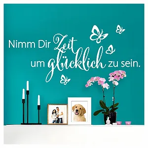 Наклейка на стіну W3462 Nimm Dir Zeit 80 x 36 см Біла з метеликами - Фото 1