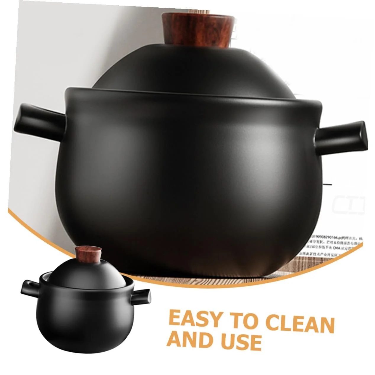 Кастрюля для супа керамическая с крышкой 1.8 л, фото №4