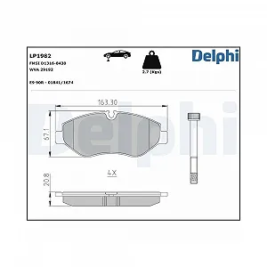 Комплект тормозных колодок дискового тормоза DELPHI LP1982 для MERCEDES-BENZ VW передняя ось - Фото 1