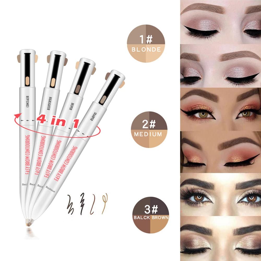 Олівець для брів BERULL 4-в-1 Brow Contour Highlight Pen Водостійкий косметичний засіб Змішані кольори, фото №2 Олівець для брів BERULL 4-в-1 Brow Contour Highlight Pen Водостійкий косметичний засіб Змішані кольори, фото №2