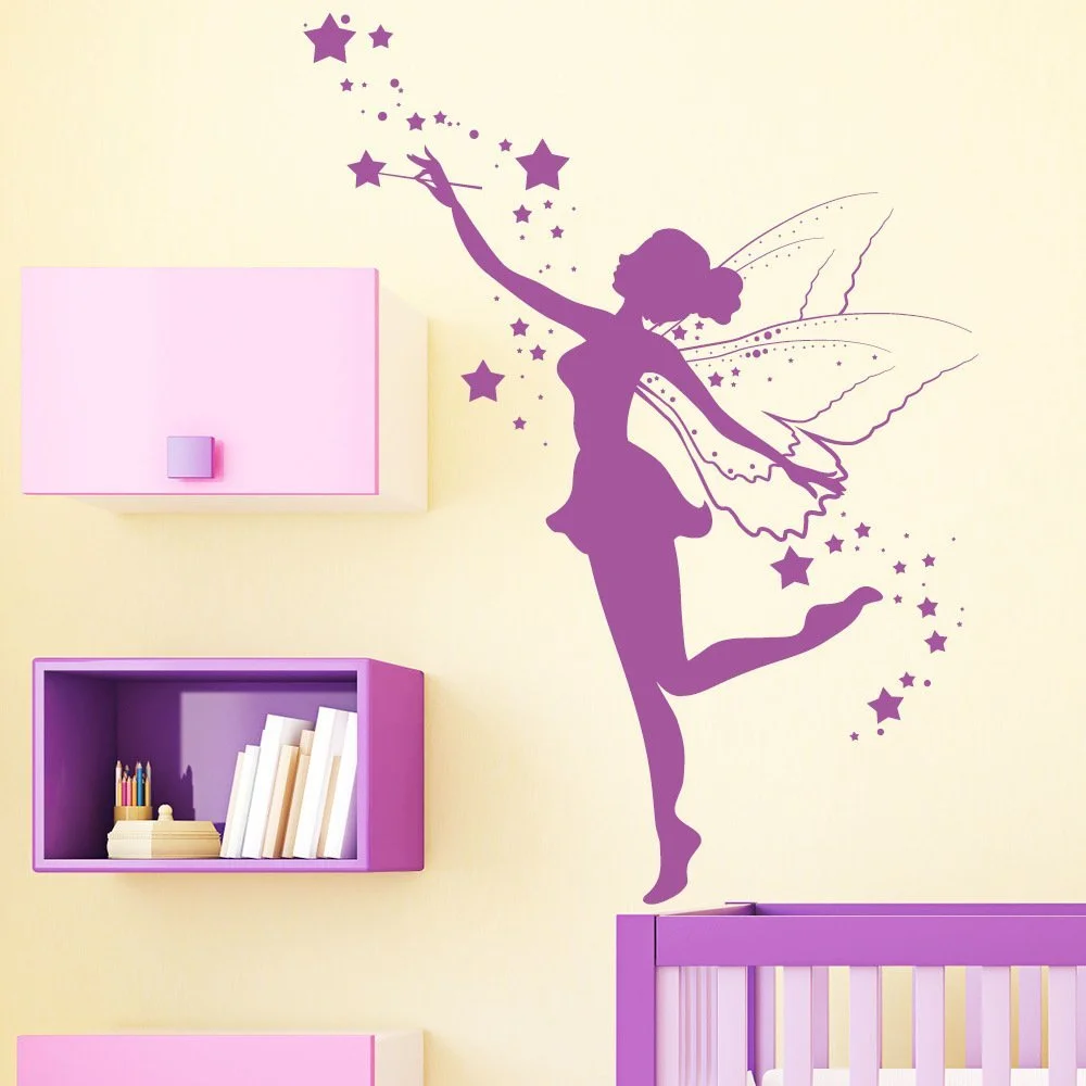 Наклейка на стену Loft Fairy with Magic Wand and Stars 49 цветов 4 размера, фото №1