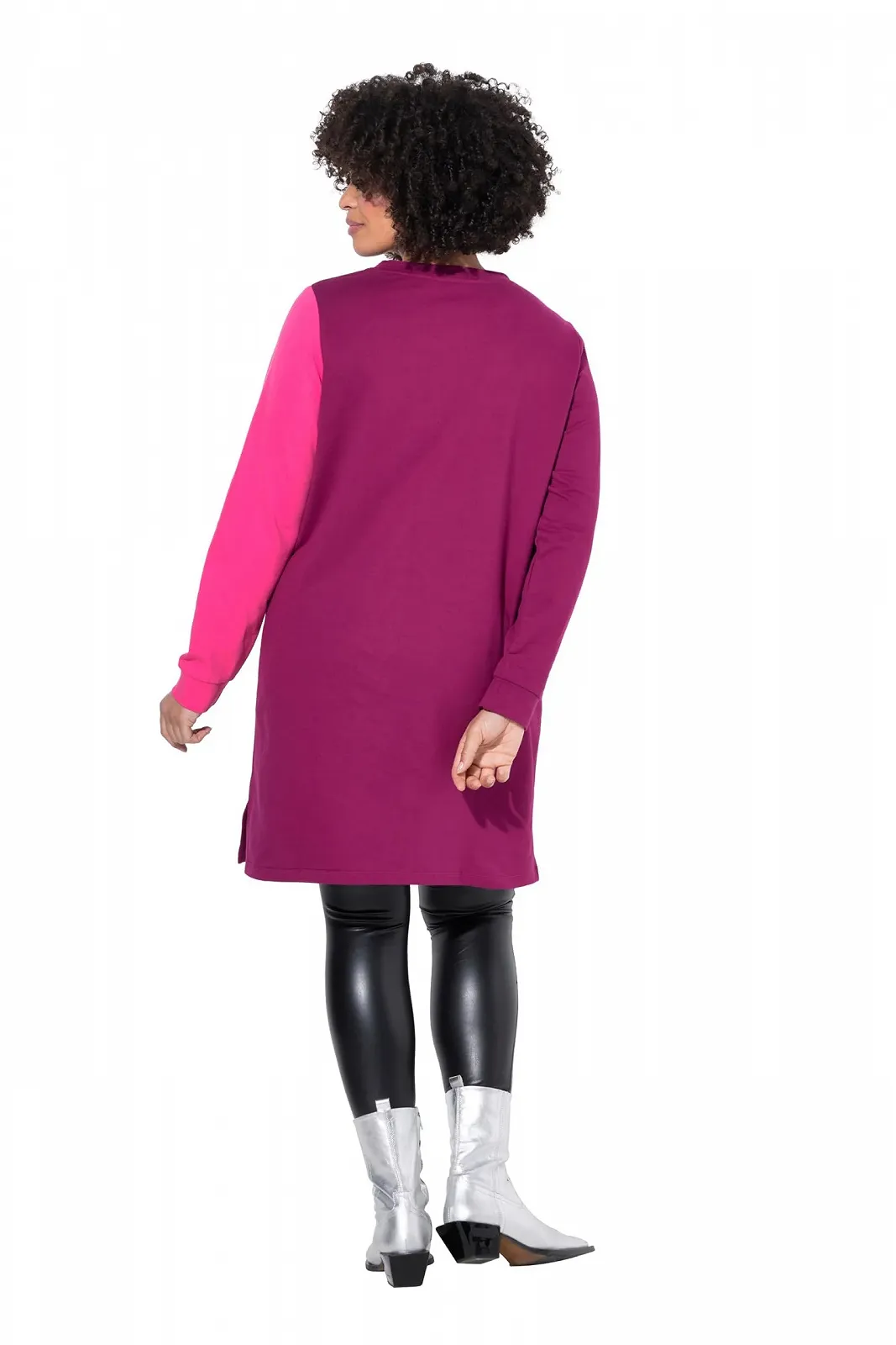 Свитшот женский большого размера Angel of Style Свободный крой 1 рукав Розовый 840022, фото №2