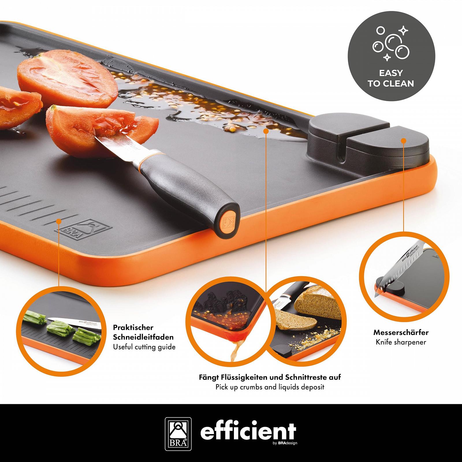 Набор ножей BRA Efficient, 3 шт. + разделочная доска, черный, фото №4
