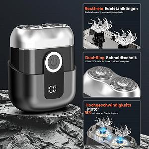 Электробритва мужская мини с LED-дисплеем водонепроницаемая IPX6 портативная серая synthetic.ua - Фото 1