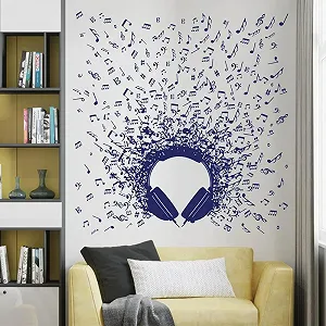 Наклейка на стіну Музичні інструменти Jazz Rock DJ Навушники Ноти Вінілова synthetic.ua - Фото 1