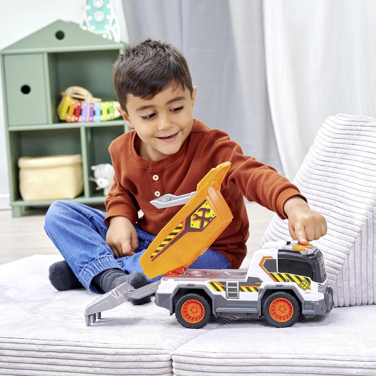 Самосвал Dickie Toys 30 см - Большой самосвал от 3 лет с лопатой и ситом для песочницы - Игрушечный автомобиль для детей со светом и звуком, фото №5