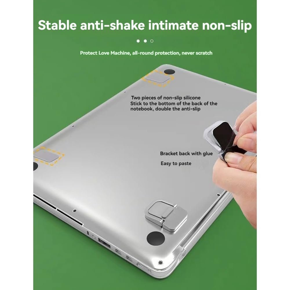 Комплект 2 шт. Портативная подставка для ноутбука, складной держатель, невидимая подставка-подкладка для ноутбука, держатель для ноутбука, ножки, серебристый, фото №7