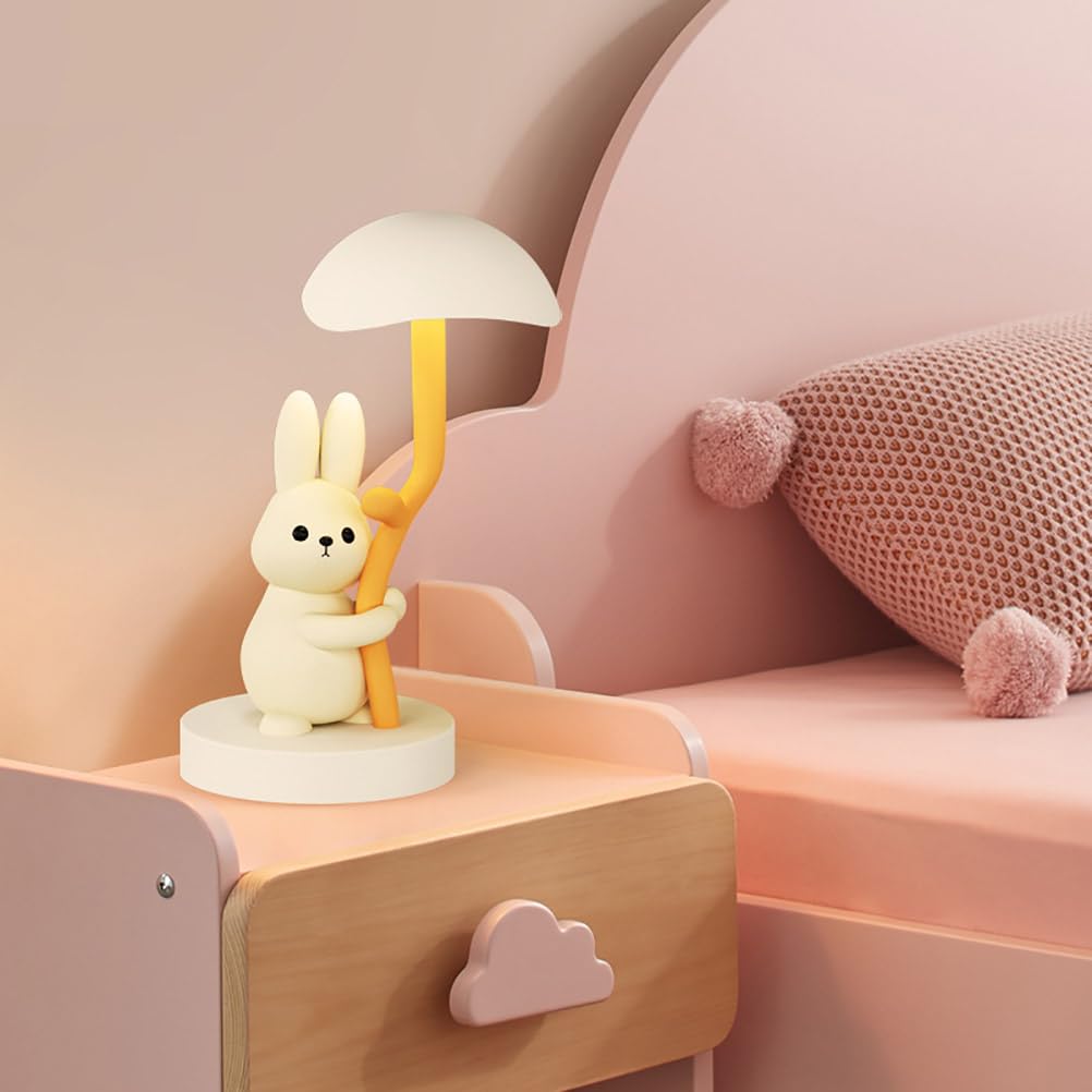 Лампа LOGT Mushroom Children's Table LED Сенсорная Диммируемая Грибная Настольная Лампа Беспроводная Батарея Ночник Кролик Декоративная Грибная Лампа для Детской Комнаты Спальни, фото №4
