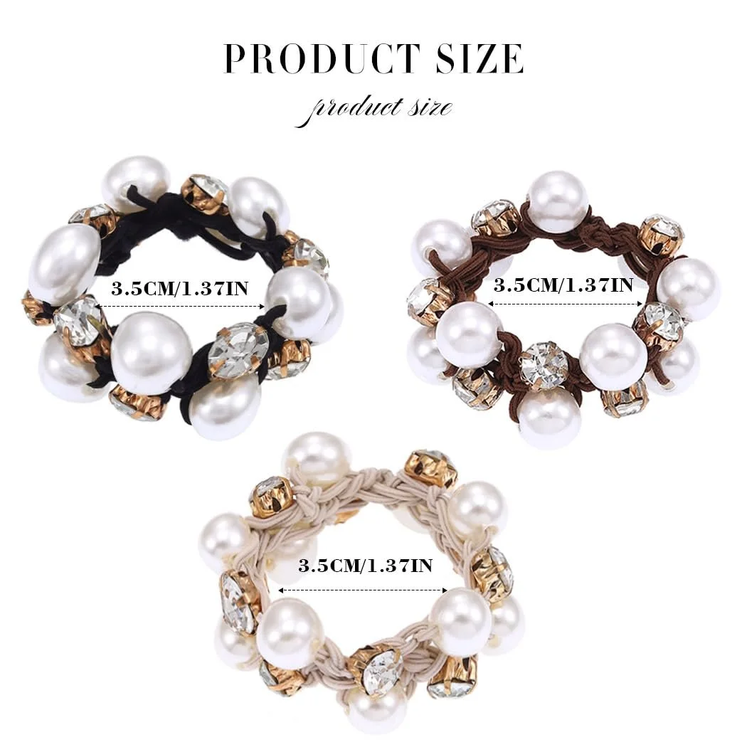 Резинка для волосся Yean з еластичними чорними намистинами, кристалами, набір 3 шт (A), фото №5