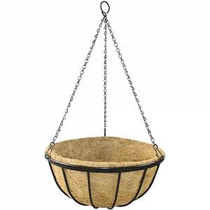 Підвісний кошик Siena Garden Кований з кокосовою вставкою Чорний 35 см - Фото 1