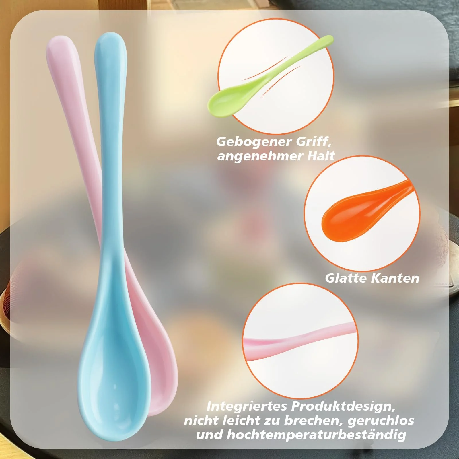 Ложки Пластикові Кольорові 12.5 x 2.3 cm, набір 20 шт, фото №4