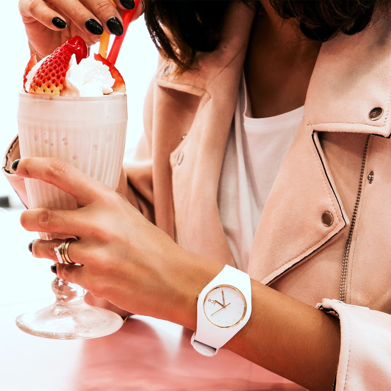 Годинник Ice-Watch ICE Glam White Gold Numbers White Жіночий з силіконовим ремінцем, фото №5