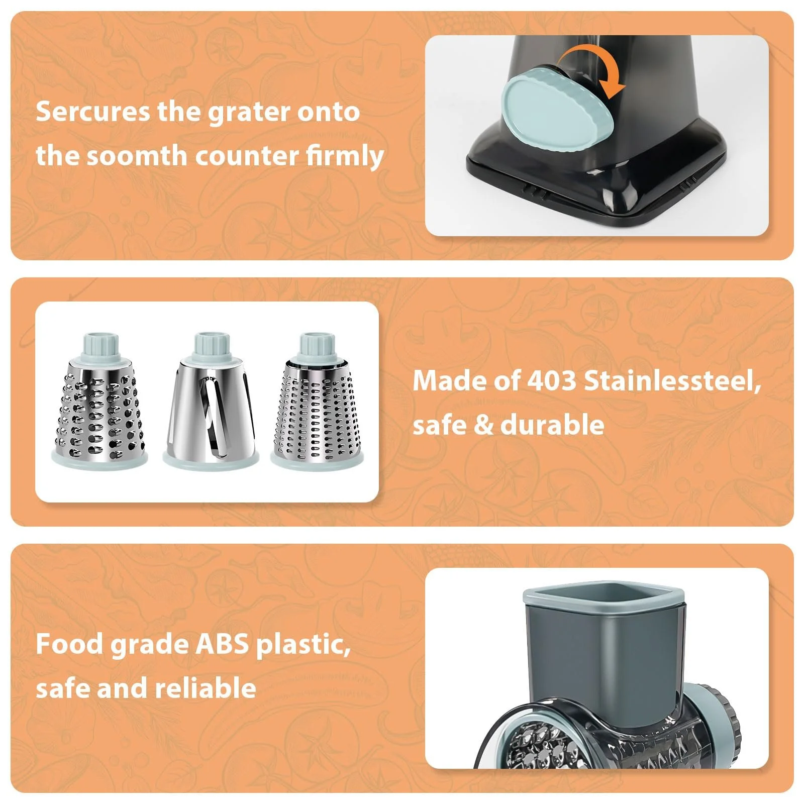 Терка барабанна, для сиру з ручкою, фото №7