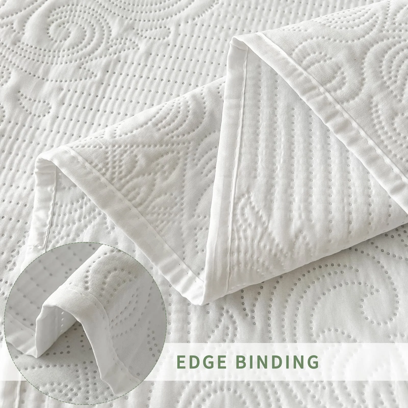 Покривало Qucover 240 x 260 см Білий з 2 наволочками 50 x 75 см, Вінтажний візерунок, фото №3