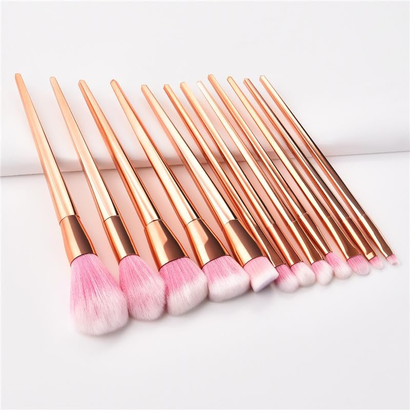 Набір кистей для макіяжу YEKIM 12 шт. Золотий (Pro Foundation, Powder, Eyeshadow, Contour, Blush), фото №2
