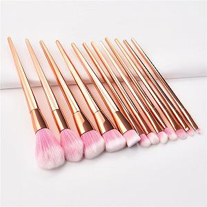 Набір кистей для макіяжу YEKIM 12 шт. Золотий (Pro Foundation, Powder, Eyeshadow, Contour, Blush) synthetic.ua - Фото 1