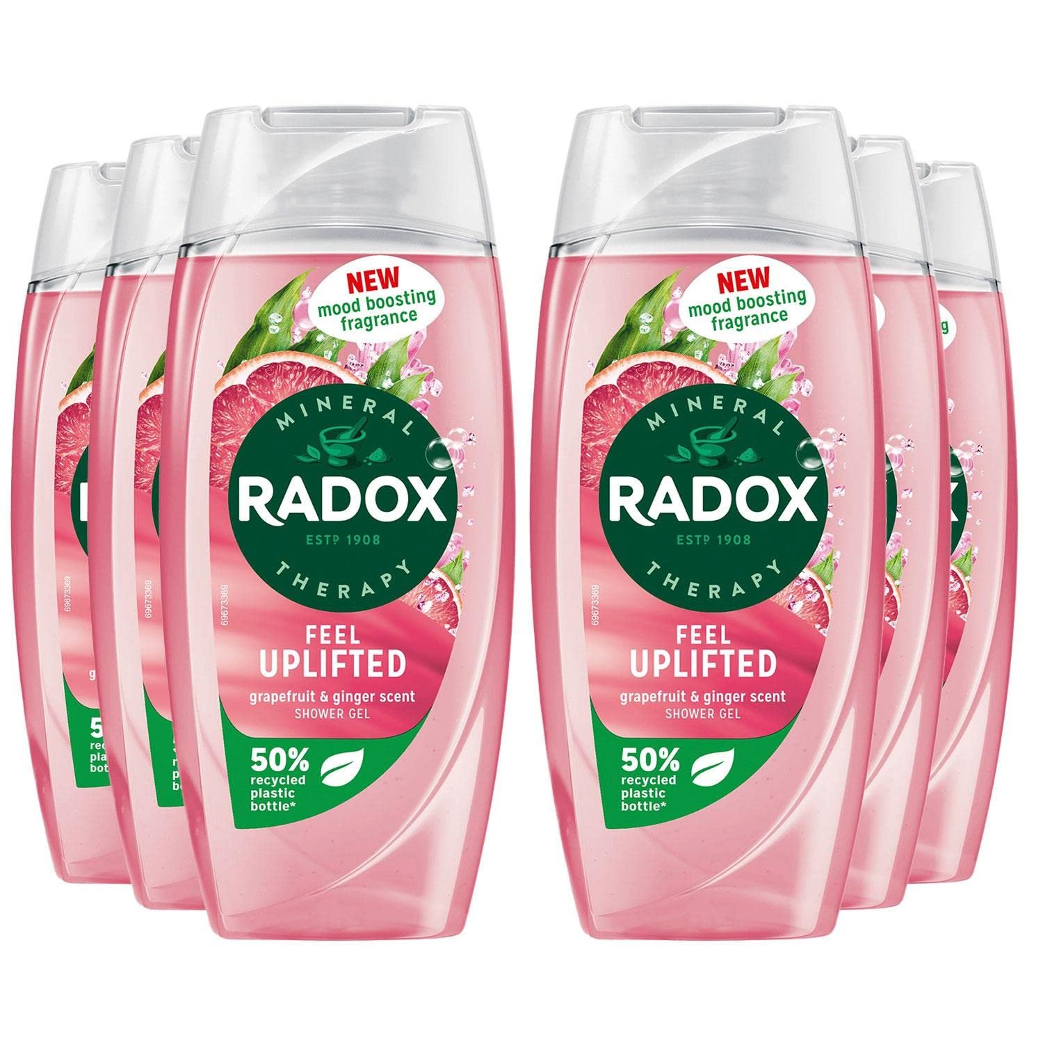 Гель для душа Radox Mineral Therapy Feel Uplifted Грейпфрут и имбирь 225 мл (упаковка 6 шт), фото №1
