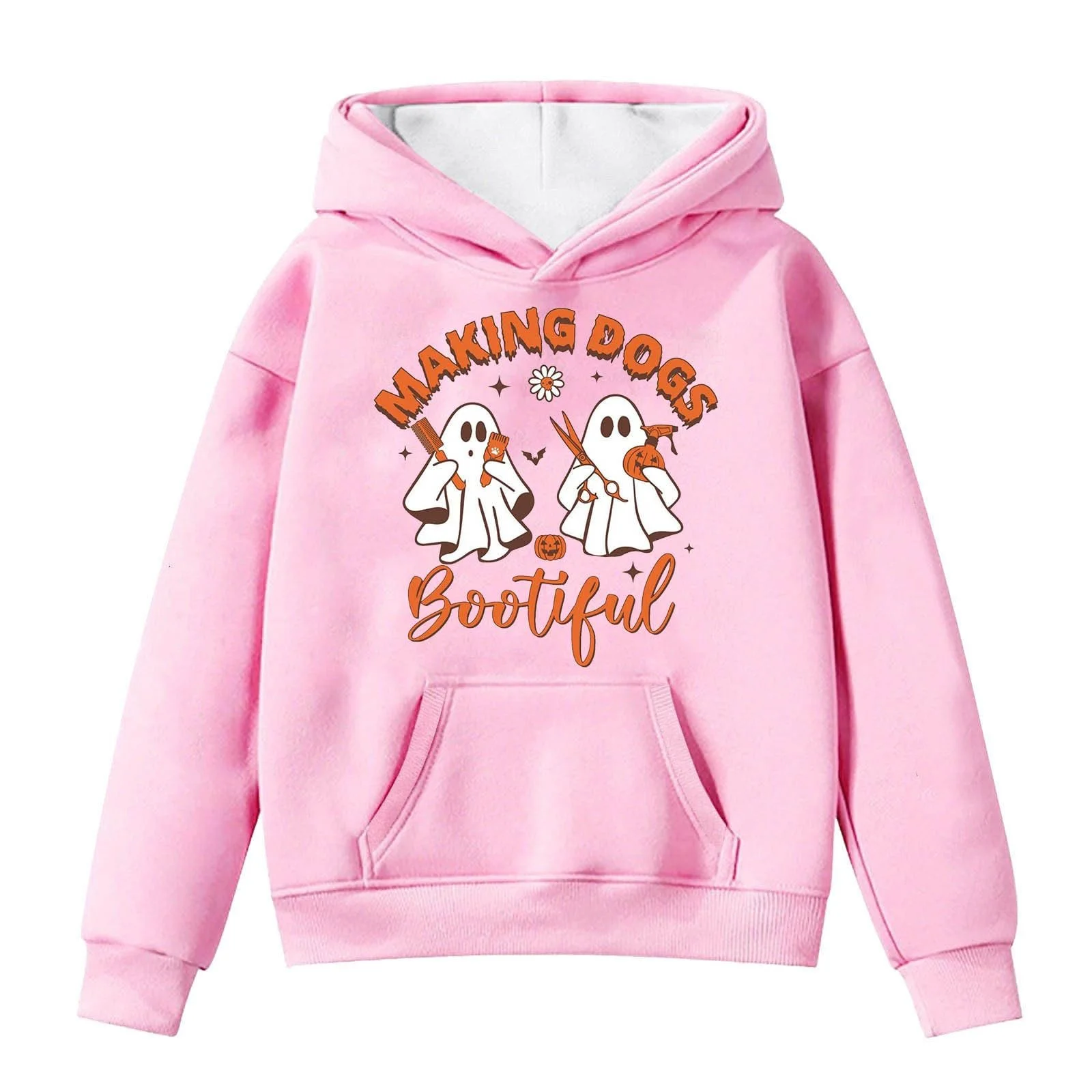 Худи с длинными рукавами для девочки с принтом на Хэллоуин, осенне-зимнее, удобное и стильное, идеально подходит для повседневной носки и праздничных вечеринок, фото №1