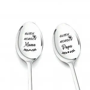 Ложка Кавова з гравіюванням Good Morning Mum and Dad, 2 шт. - Фото 1