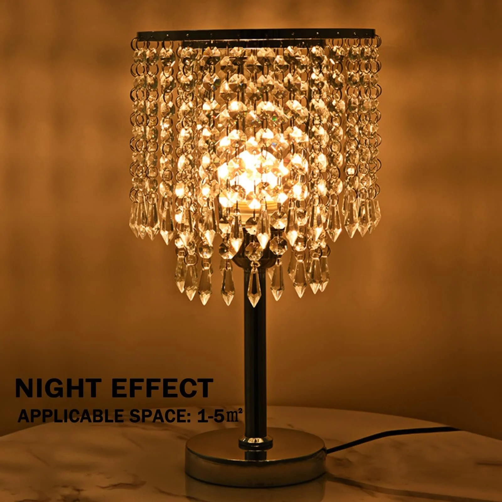 Настольная прикроватная лампа Crystal Glass с круглым абажуром E27 белая, фото №3