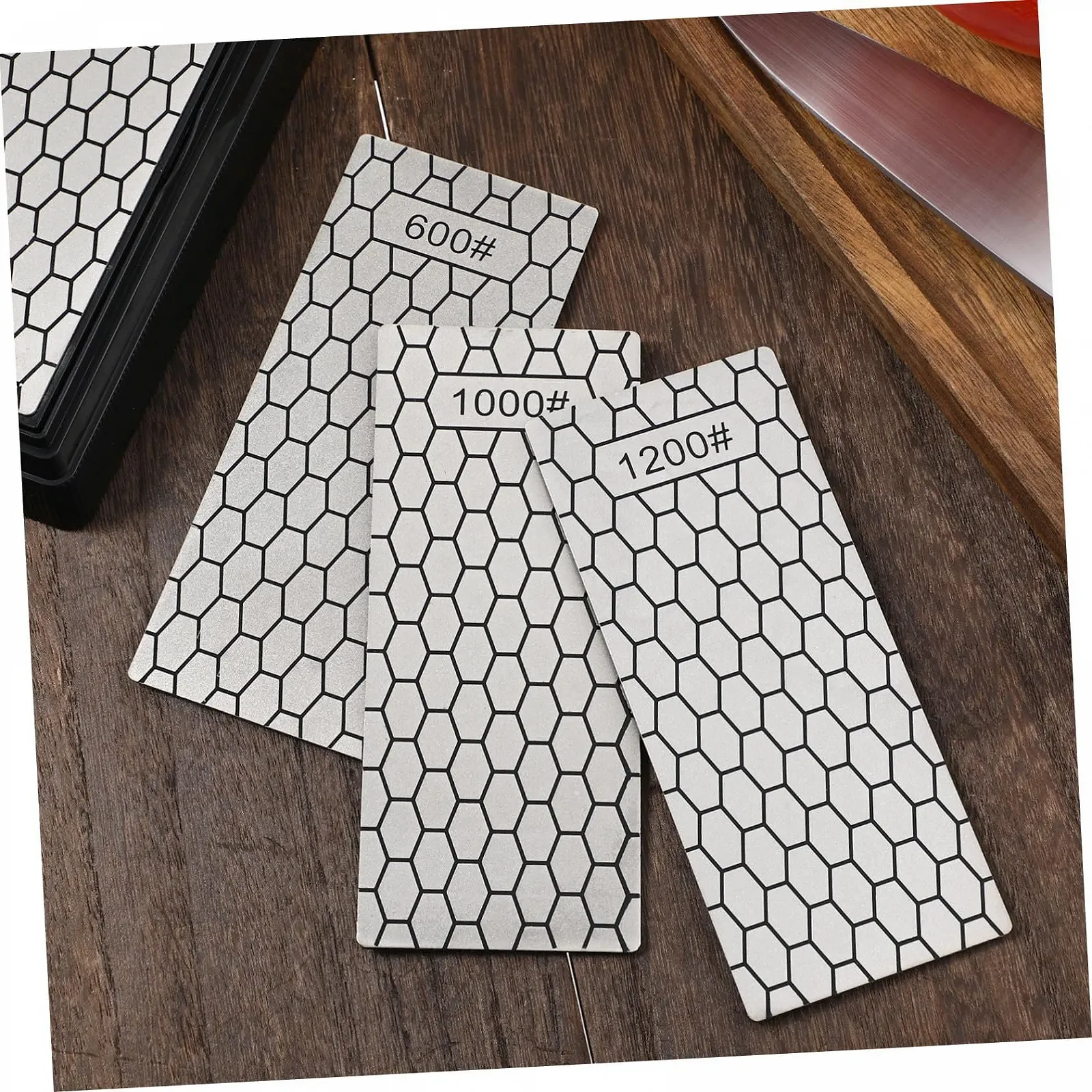 Набор из 3 алмазных точильных камней Diamond Whetstone для кухонных ножей и ножниц практичный долговечный универсальный, фото №4