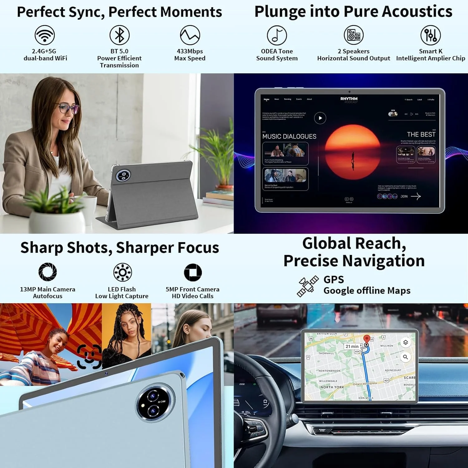 Планшет 11" HISORL P80 (6+6)/128Gb 8 ядер Android 14 8000 mAh Блакитний, фото №4 Планшет 11" HISORL P80 (6+6)/128Gb 8 ядер Android 14 8000 mAh Блакитний, фото №4