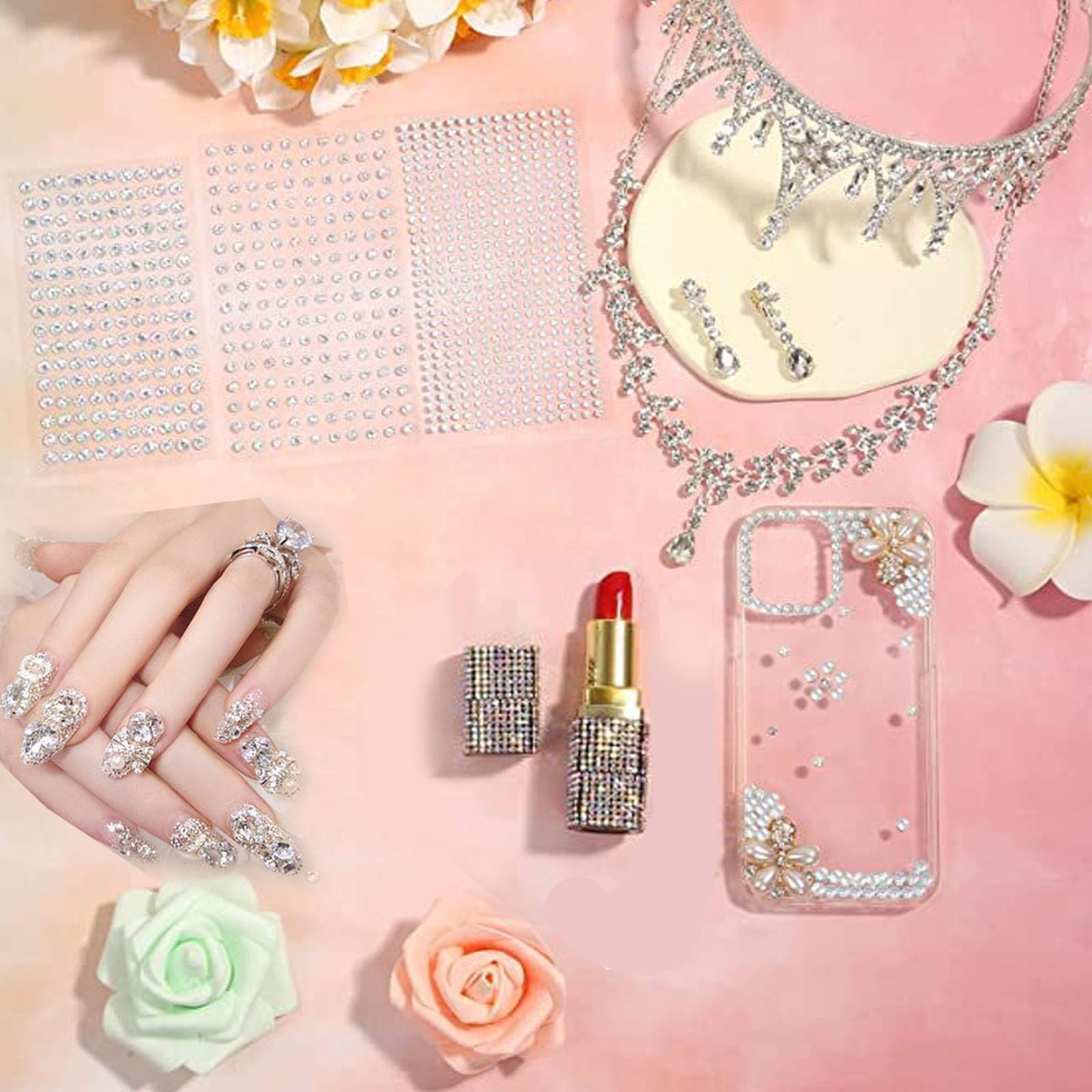 Стрази Круглі Срібні Блискітки Самоклеючі 3/4/5 мм, 770 шт, фото №3