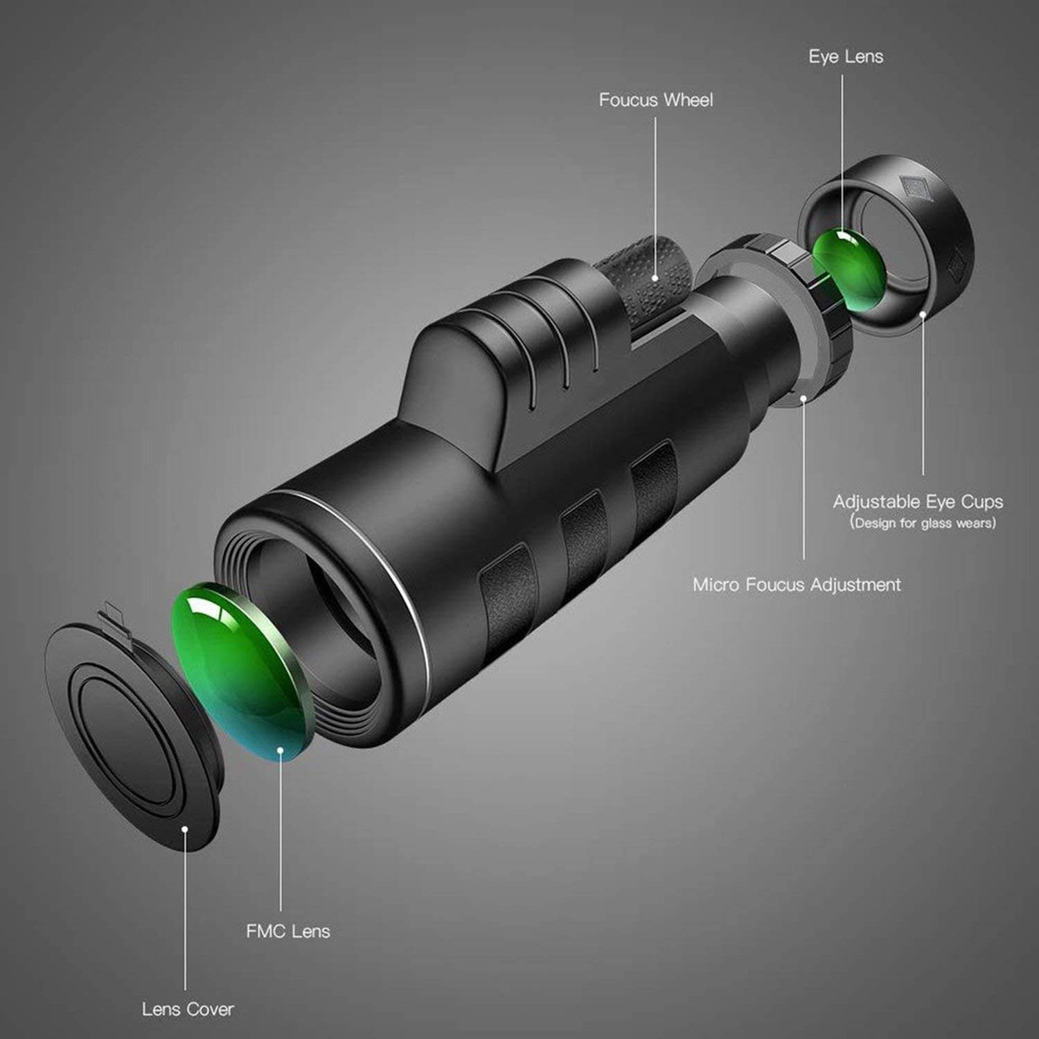 Монокуляр WANWEN Teleskop 40x60 с креплением для телефона и штативом, фото №2