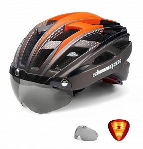 Шолом Shinmax велосипедний з візором, магнітними знімними захисними окулярами та ліхтарем - Фото 1