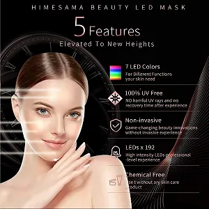 LED Маска для обличчя HIME SAMA Beauty Pro 7 кольорів Світлотерапія Омолодження Шкіри обличчя та шиї A-021 synthetic.ua - Фото 1