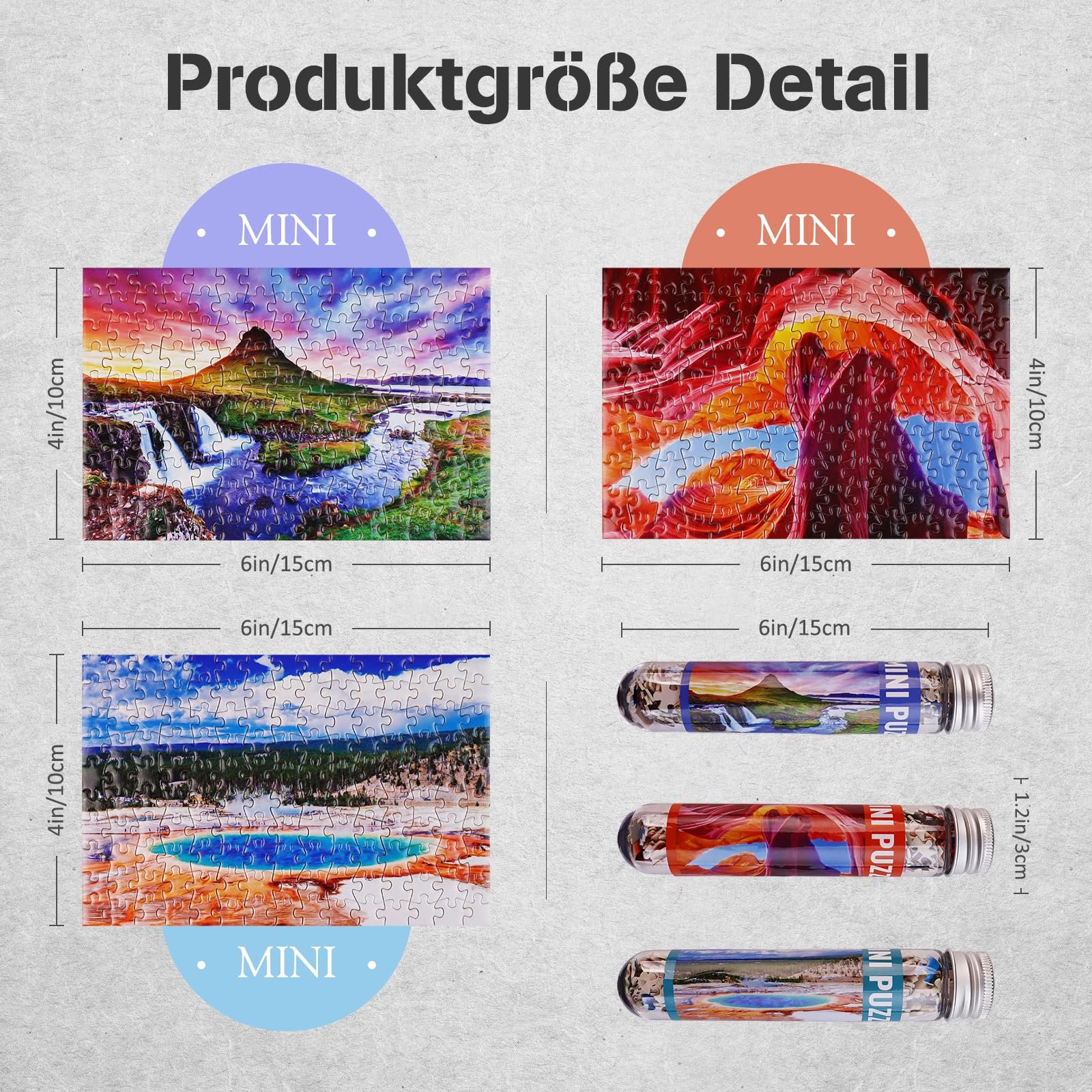 Набір пазлів MISITU Mountain and Lake 3 шт. по 150 елементів міні для дорослих, фото №2