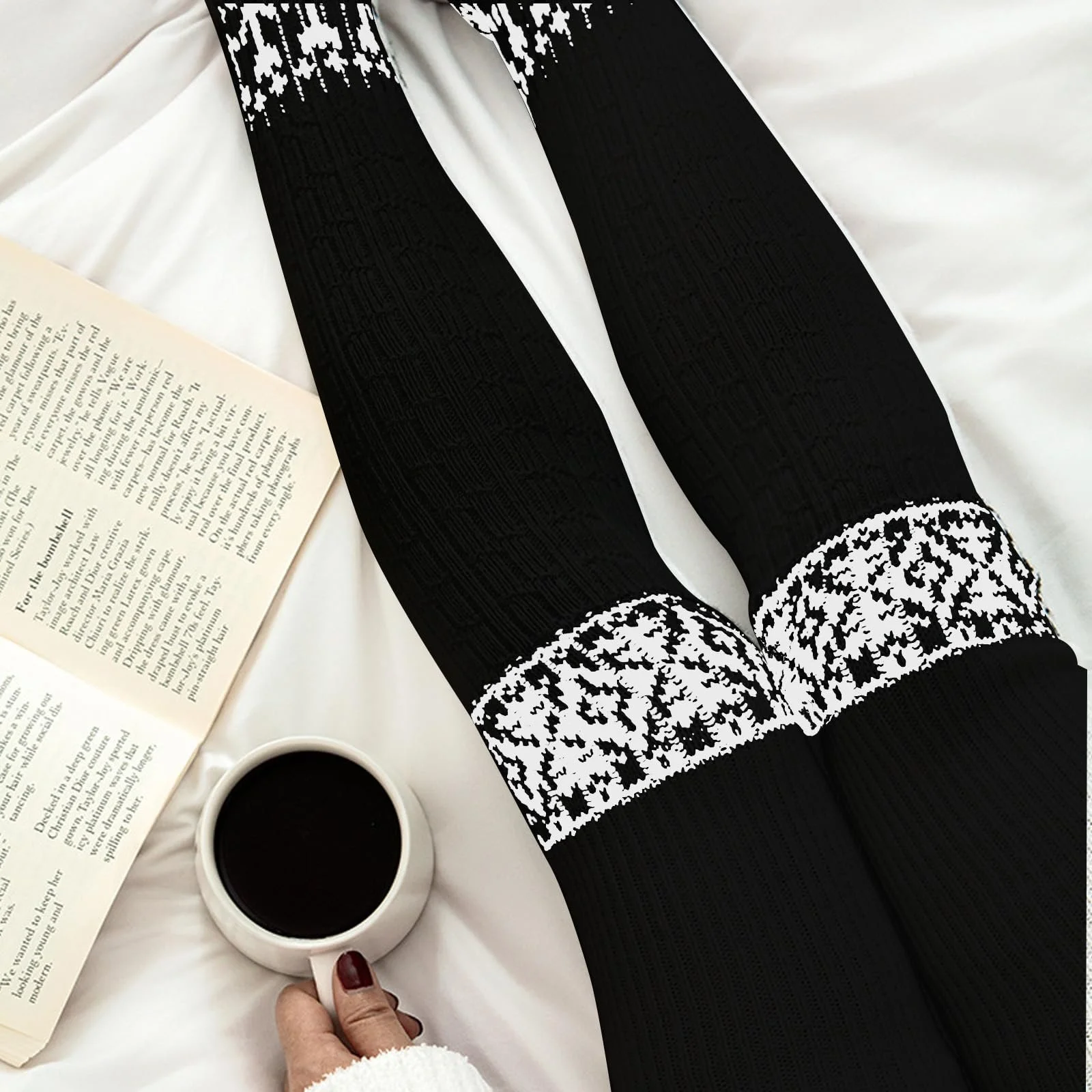 Носки выше колена 84 см, женские, черные, вязаные, гетры выше колена, длинные полосатые чулки до бедра, ретро гетры, фото №6