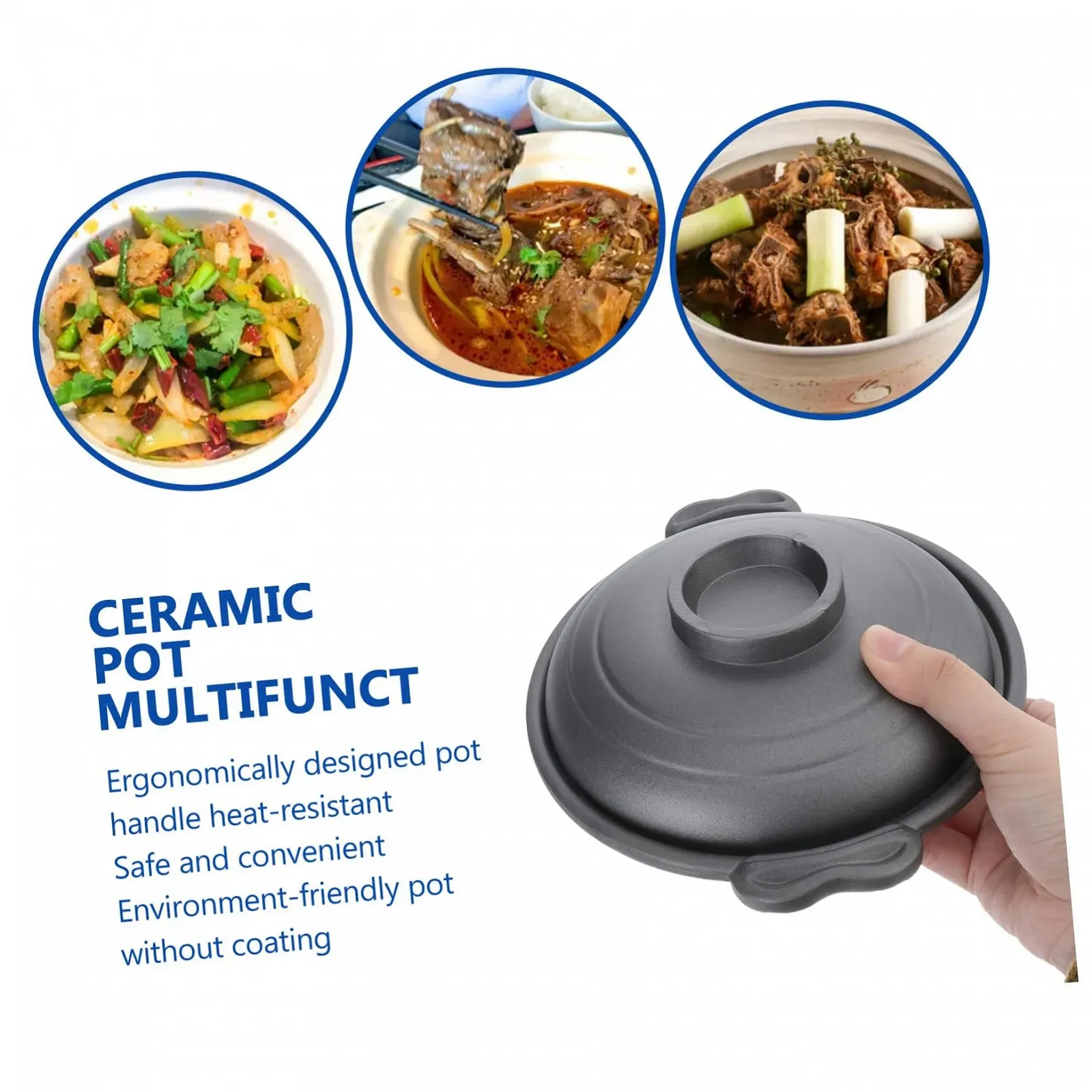 Кастрюля-кесероль BESTOYARD Керамическая Антипригарное покрытие Энергосберегающая Эргономичные ручки, фото №3