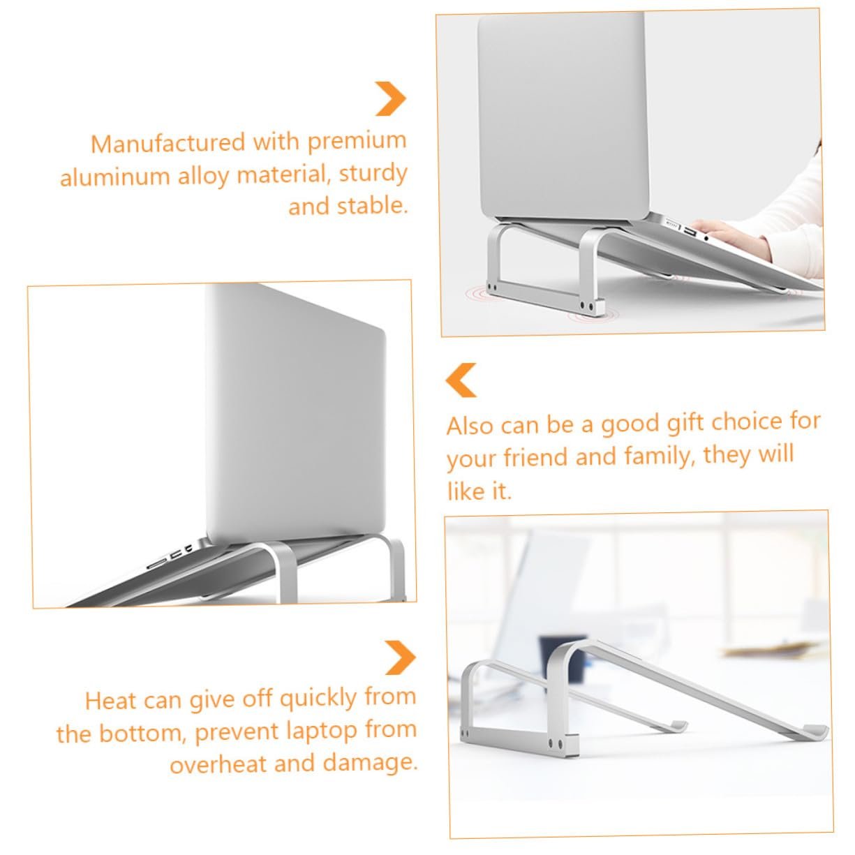 Підставка для ноутбука алюмінієва срібляста з охолодженням, фото №4