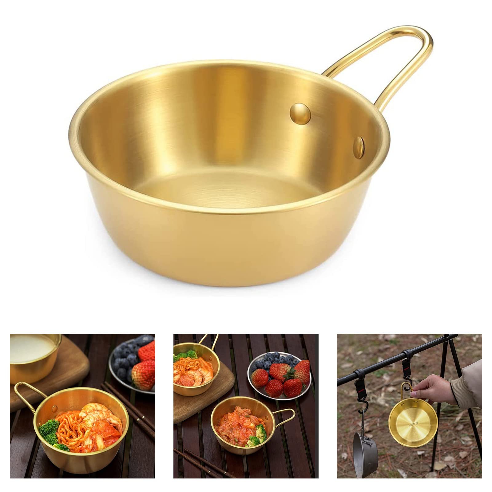 Миска для кемпинга из нержавеющей стали 304 с ручкой, 17 x 13 см, фото №1