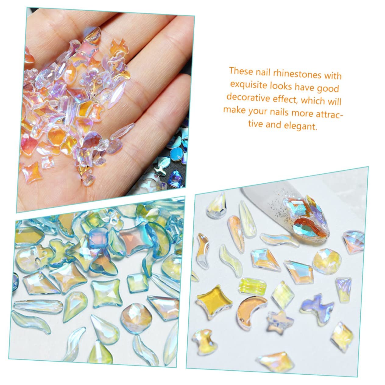 Стразы для маникюра Beavorty Aurora из смолы, наклейки на ногти со стразами, плоские украшения для ногтей, ювелирные изделия для ногтей, акриловые ногти, драгоценные камни с плоской задней частью, полярный свет, ледяной, фото №7