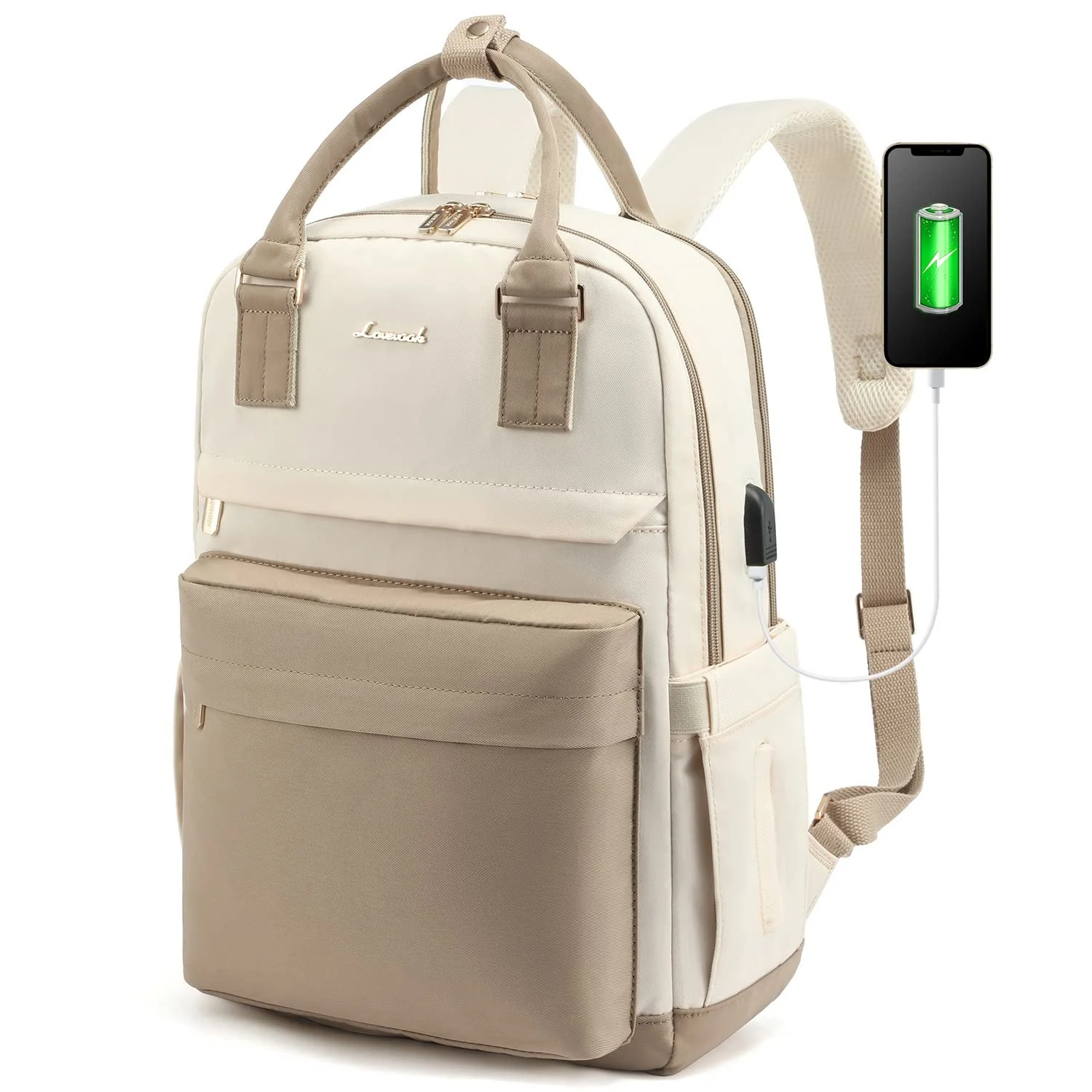 Рюкзак для ноутбука Lovevook 17" USB Charging Port Khaki Beige, фото №1 Рюкзак для ноутбука Lovevook 17" USB Charging Port Khaki Beige, фото №1