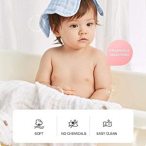 Рушники Worldly Baby, муслінові серветки для немовлят, для чутливої шкіри, 30 x 30 см synthetic.ua - Фото 1