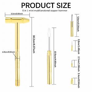 Мініатюрний молоток і набір викруток 6-в-1 для годинників золото synthetic.ua - Фото 1