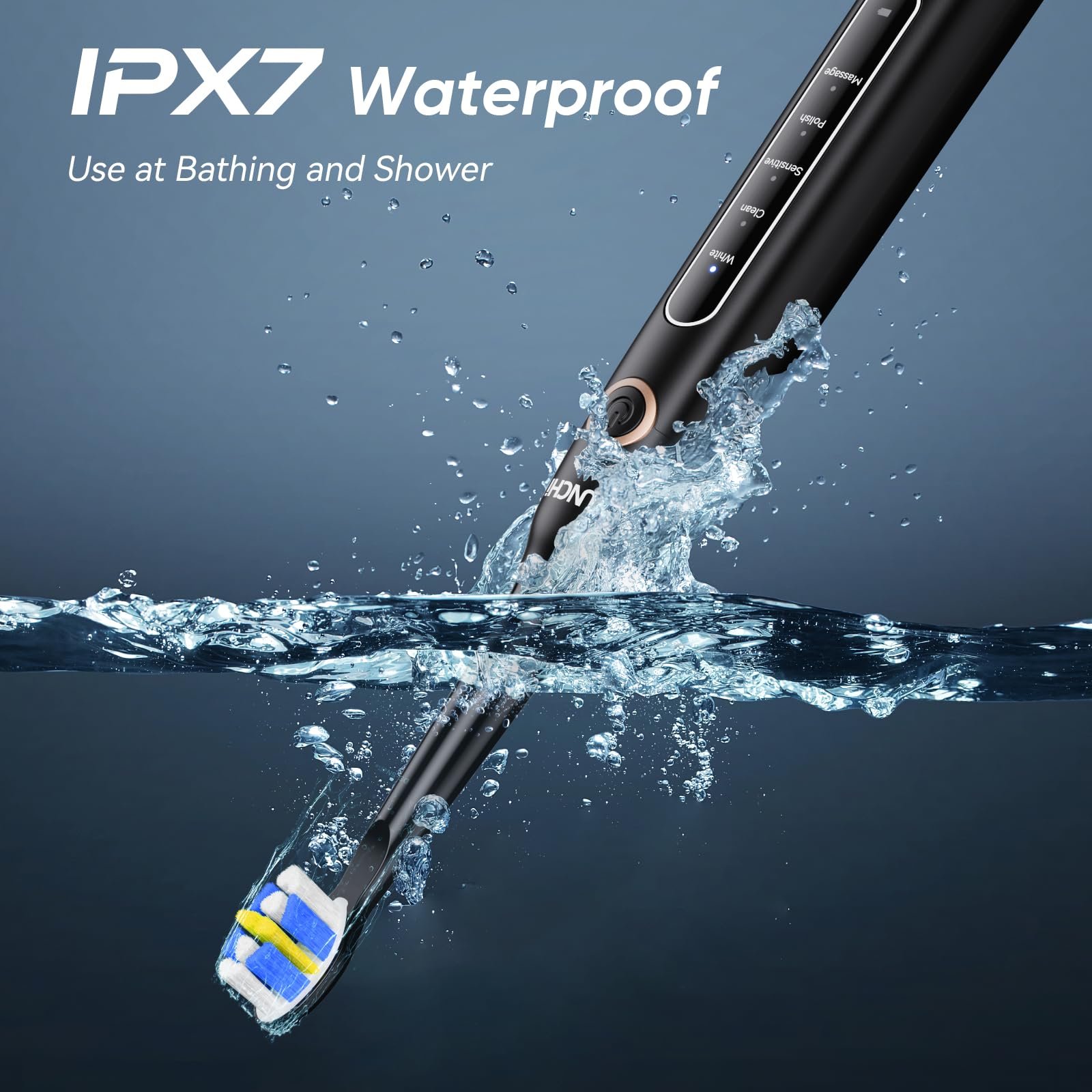 Електрична звукова зубна щітка YUNCHI Y5 40000 VPM 5 режимів Чорна, фото №8