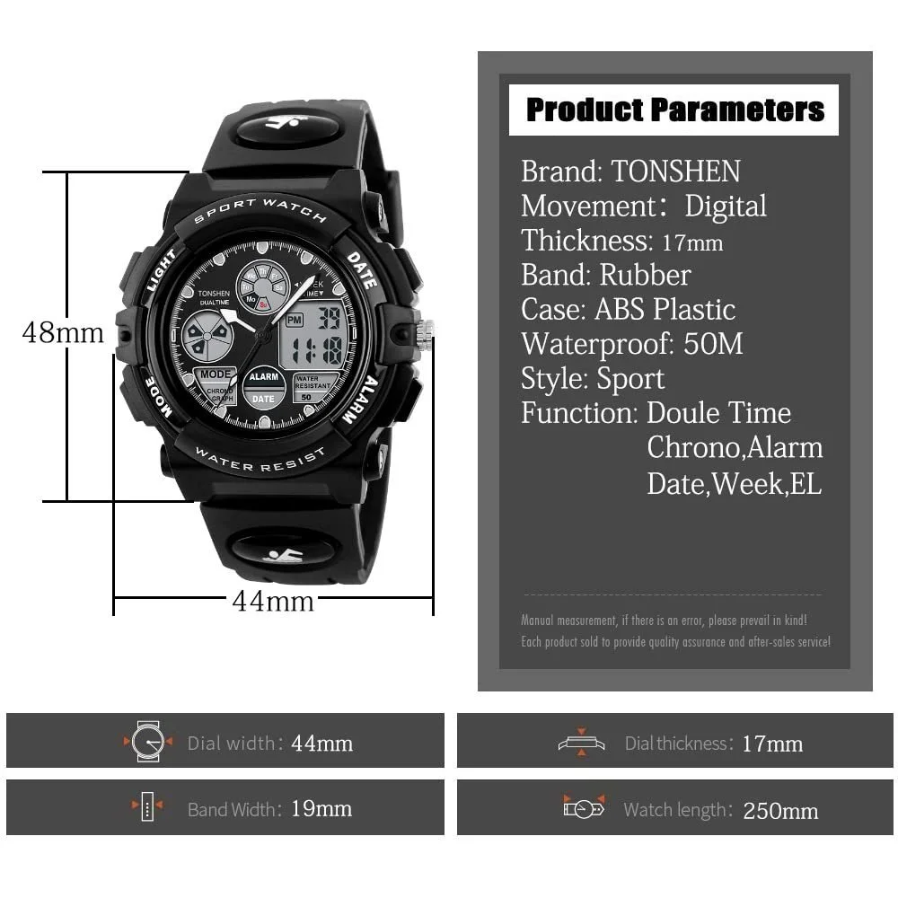 Водонепроникний Спортивний Годинник для Жінок Чоловіків Цифровий LED Електронний, фото №3