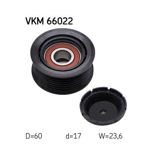 Ролик обводной/направляющий поликлинового ремня SKF VKM 66022 для SUZUKI левый, фото №2