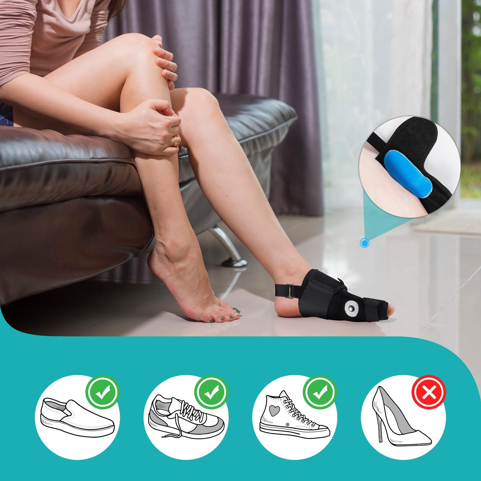 Коректор великого пальця стопи для жінок і чоловіків 1 пара шин для корекції вальгусної деформації регульований, фото №5 Коректор великого пальця стопи для жінок і чоловіків 1 пара шин для корекції вальгусної деформації регульований, фото №5