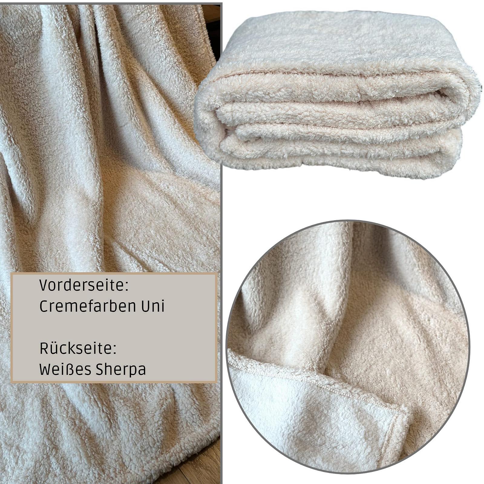 Покрывало Cleanlevel EST 2016 Мягкое, 1.6 кг, вид овчины, диванное покрывало шерпа, двустороннее покрывало, покрывало для дивана (Кремовый однотонный), фото №3