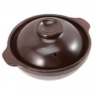 Горшок керамический с крышкой Термостойкий Антипригарный Коричневый - Фото 1